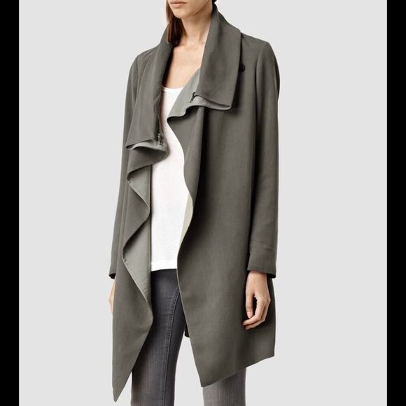 All Saints Gray Iona Funnel Collar Coat Size‎ 6 - Picture 1 of 11